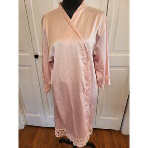 Pink Satin Short Robe Pink Lace Trim OSFM Coquette Valentine's Day Fairy Glam